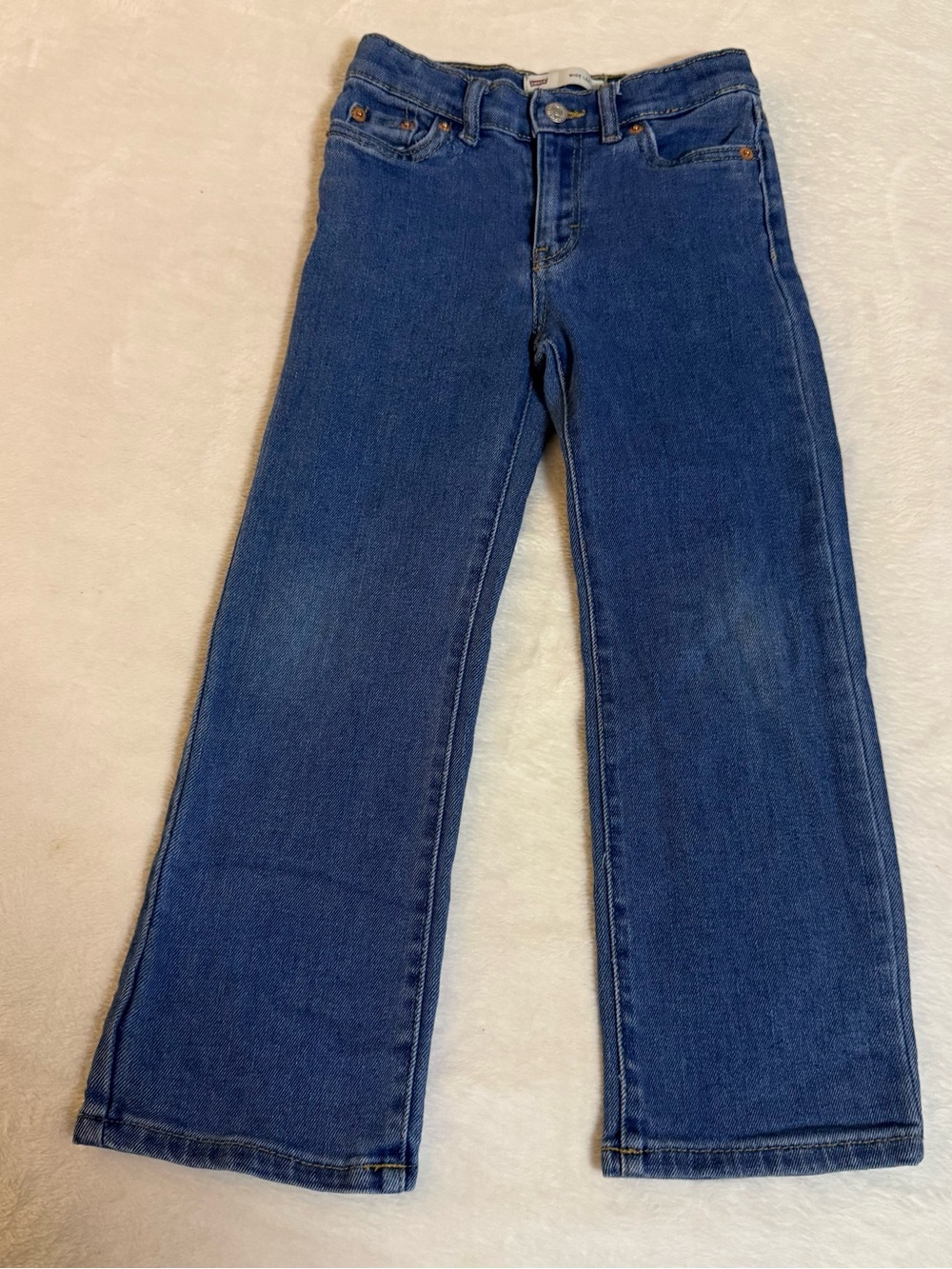 Levi’s Girls Size 5 Regular Wide Leg Jeans Blue Stretch Denim Adjustable Waist
